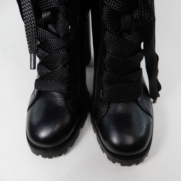 Schutz Zhara Lace up Ankle High Heel Bootie Size 8.5 Black Leather NEW $158 - Picture 14 of 16